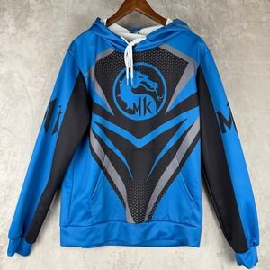Mortal Kombat 11 MK11 Blue Black Graphic‎ Hoodie Mens Large Gamer Sweatshirt